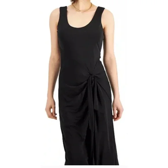 I.N.C. International Concepts Women's Tie Front Midi Dress Black Size Small 4-8 - Picture 2 of 12